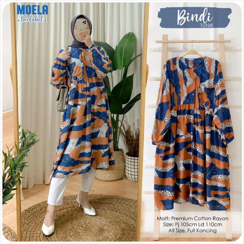 TUNIK ld 120cm BRONE by ORI MOELA BINDI premium cotton rayon atasan wanita muslim fashion EMERA SALU