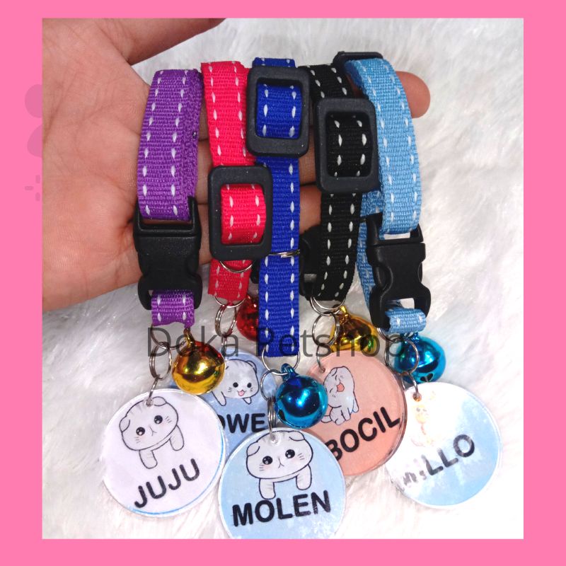 Kalung Kucing Nama Custom Lonceng Kelinci Anjing Lucu Akrilik