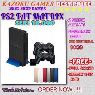 Paling Murah       Ps2 Fat Matrix Seri 18.000 HDD60gb Full Game Terbaru