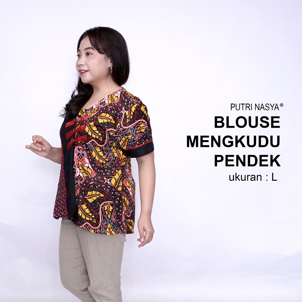 Blouse Batik Big Size Wanita Atasan Batik Jumbo Lengkap S-M-L-XL-2L-3L-4L-5L-6L-7L Model Blus Jumbo Seragam Batik / Atasan Formal Kantor Katun / Pakaian Batik Super Big Kekinian Model Terbaru / Blouse Kerja Wanita Bahan LD 140 Model