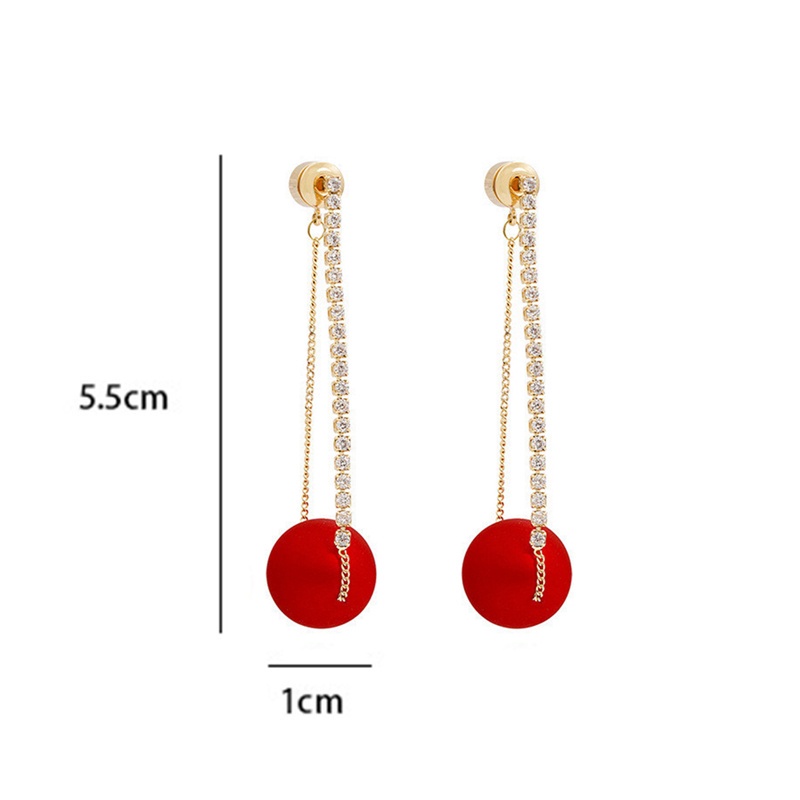 Fancyqube Anting Mutiara Berlian Imitasi Bentuk Bunga Cherry Warna Merah Untuk Wanita