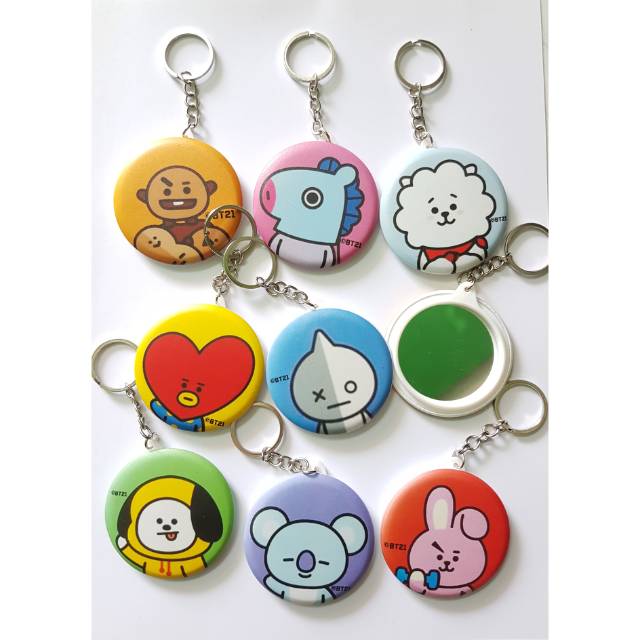 BT21 Keychain mirror gantungan kunci cermin kpop bangtan boys jungkook jimin suga jhope taehyung