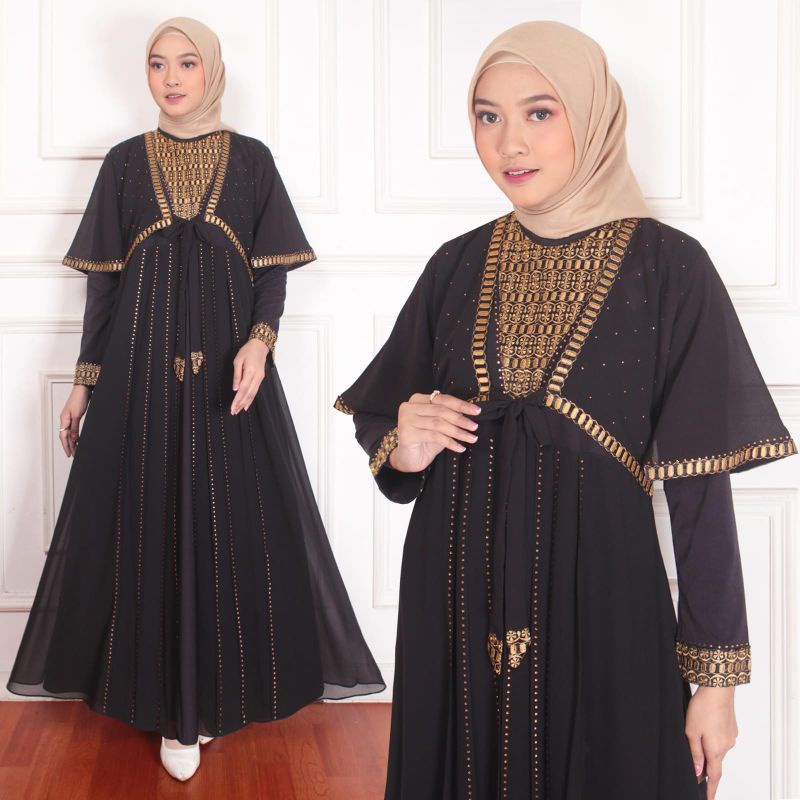 GAMIS ABAYA TURKEY SABRINA BORDIR COKLAT