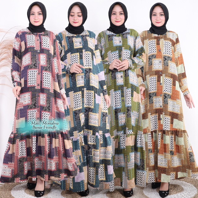 Gamis Wolfis Monalisa LD105 Busui Kancing Deret / 156-5080