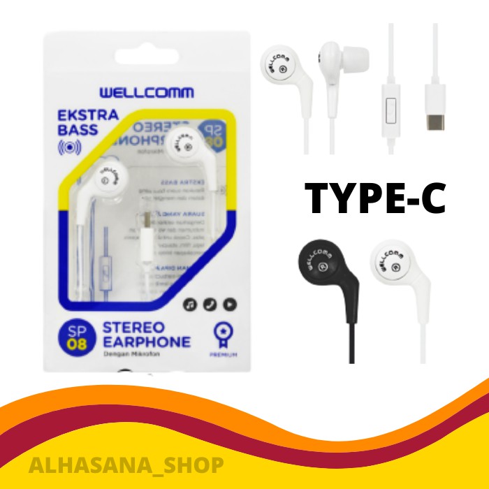 headset welcome sp 08/hedset wellcomm super bass stereo/hedset welcome type c/hf earphone sport
