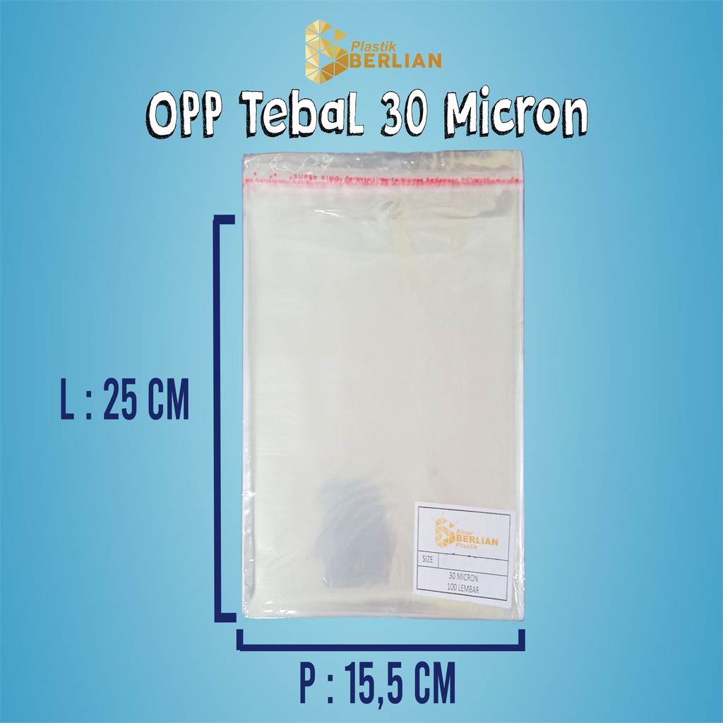 

15,5 X 25 cm Plastik OPP TEBAL 30 MICRON (100 lbr)