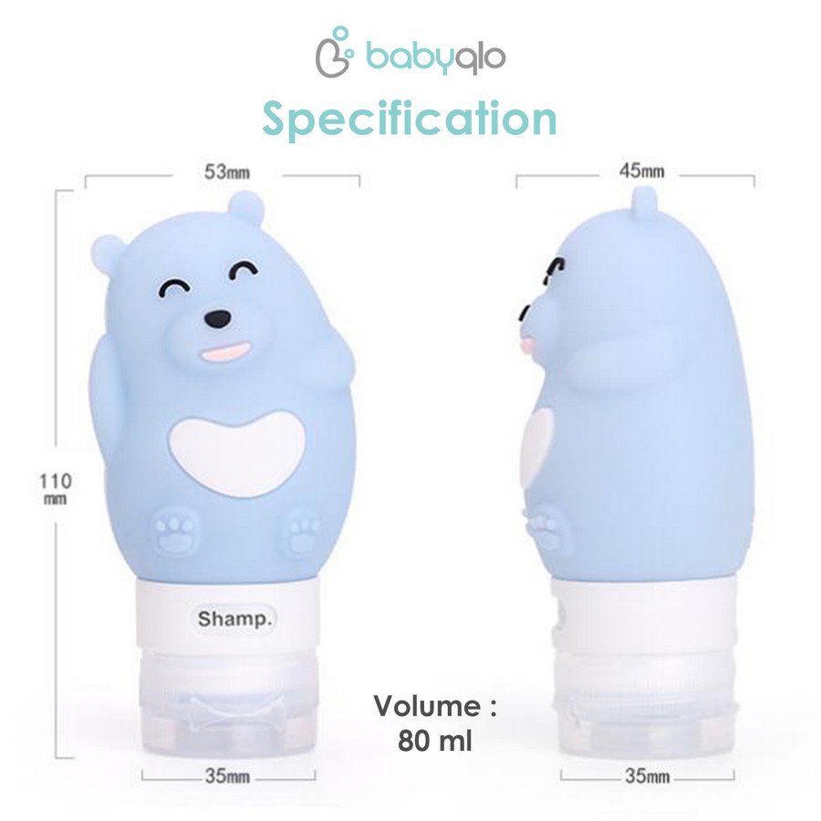 Babyqlo Travel Kit Bear Silicone Travel Bottle + Pill Case And Pouch (Tbb9003)