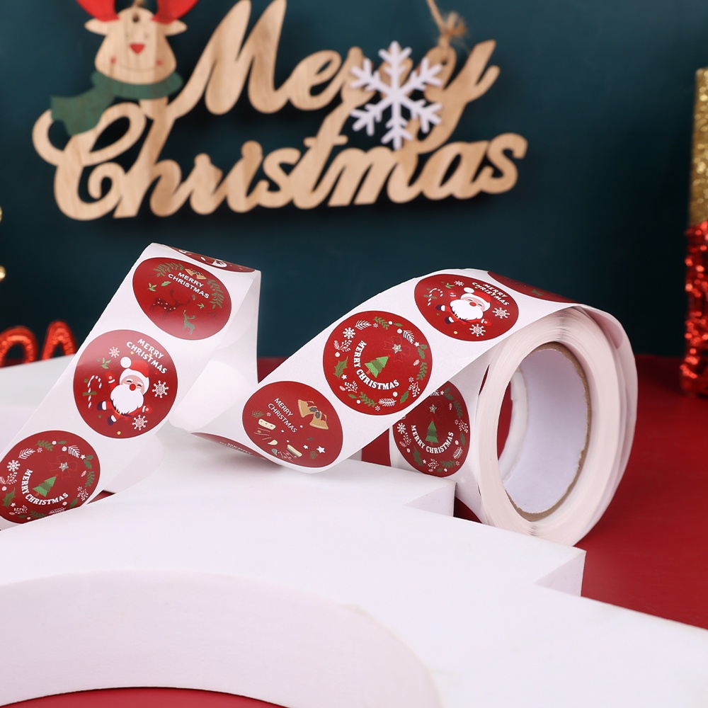 500pcs Stiker Label Motif Santa Claus Untuk Dekorasi Natal