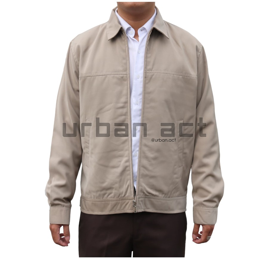 jaket jas formal casual manset warna khaki krem urban act - khaki, M