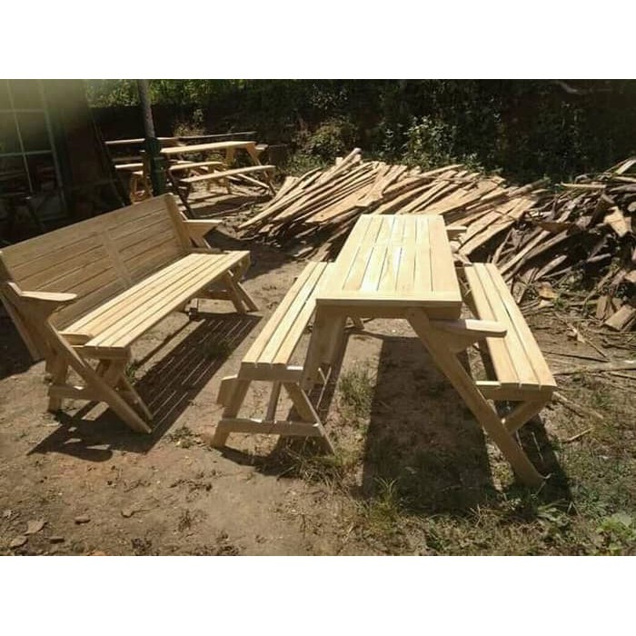 BEST SELLER KURSI & MEJA CAFE JATI MENTAH (MEJA MAGIC) TERLARIS