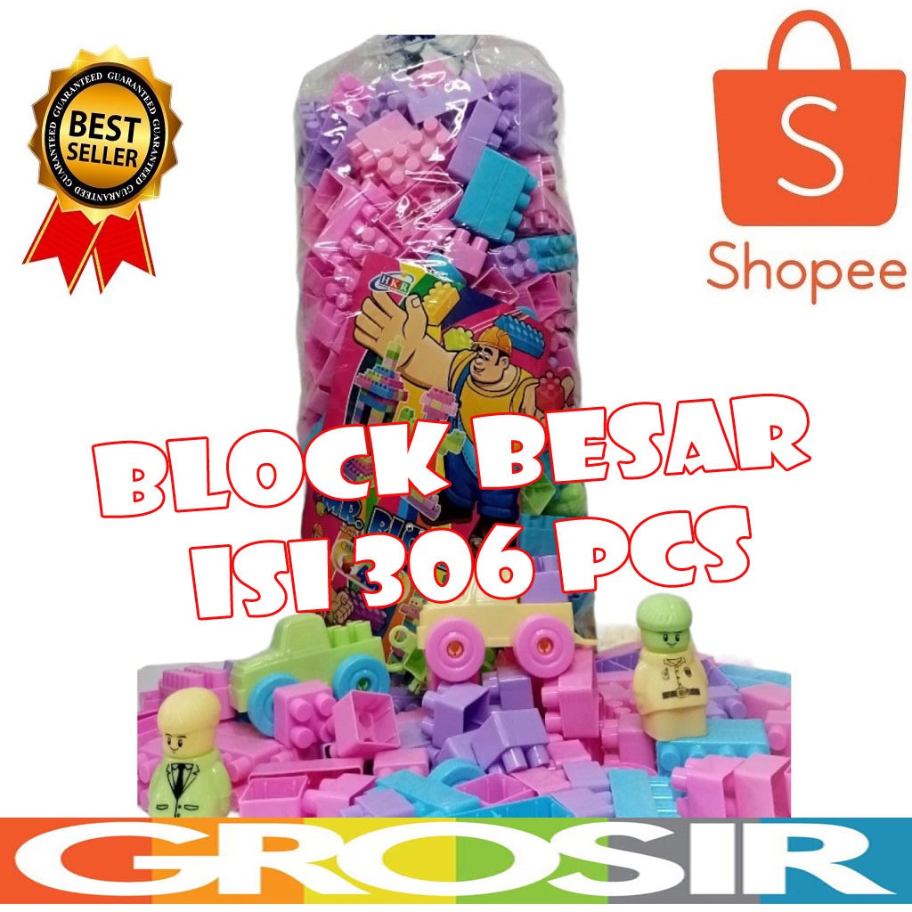 Mainan Balok Susun Besar Mr Block Blok Isi 30, 57, 88, 106, 136, 176, 206, 236, 266, 306 Pcs
