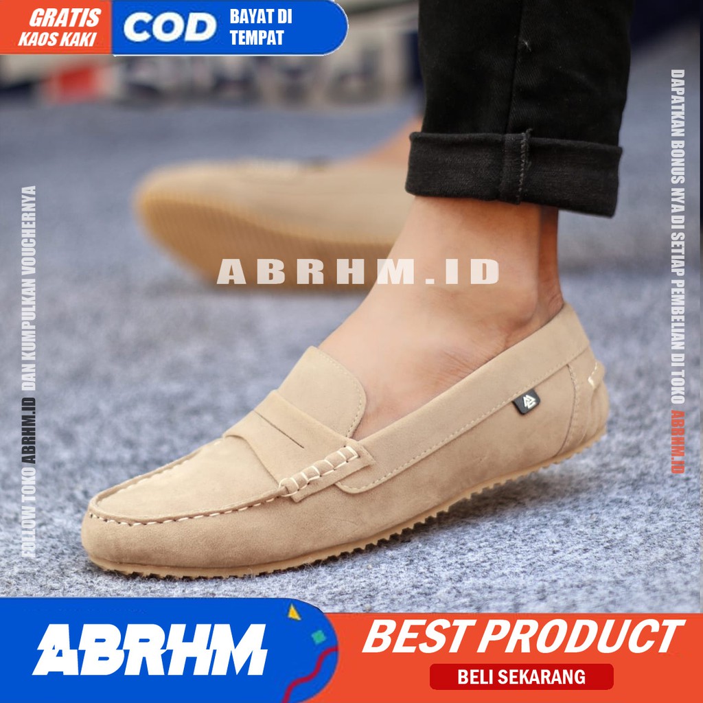 NOAH Sepatu Slip On Pria Sepatu Pria Casual Sepatu Slip Slop Antislip Kerja Kantor Cowok/Cowo Ori Sepatu Kasual Gaya Santai Kuliah Keren Kekinian Murah Original Terlaris