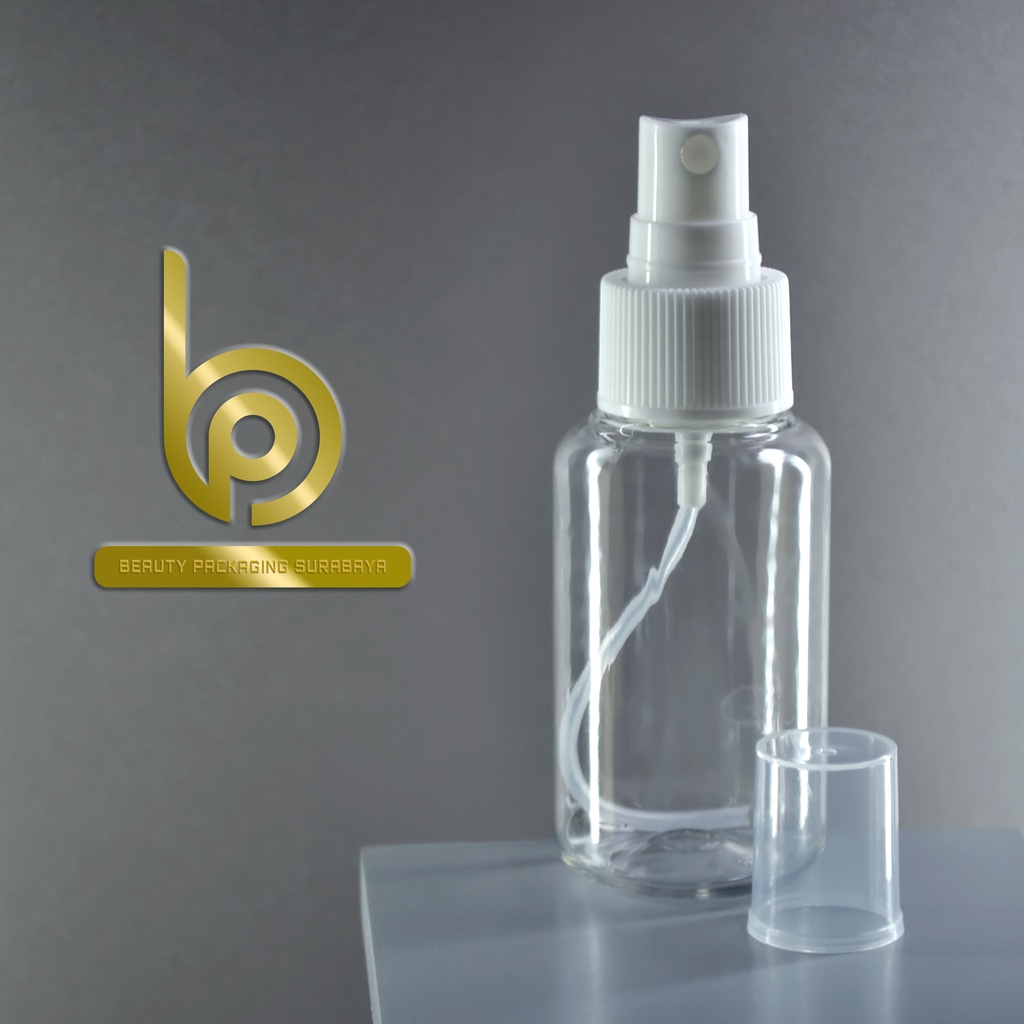 Botol Plastik PET 70ml Tubular Bening Tutup Spray