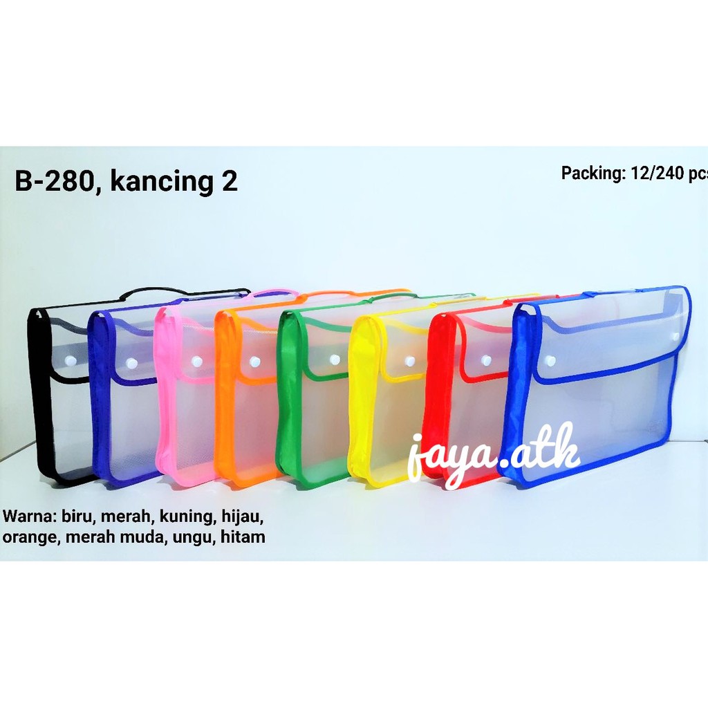 MAP PLASTIK KANCING 2 TENTENG JARING ZIPPER BAG JALA DOKUMEN FOLIO F4