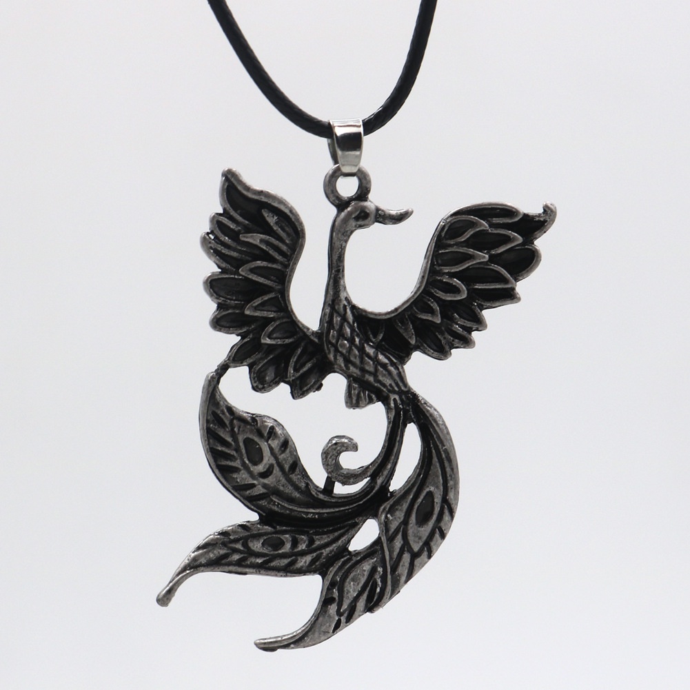 Kalung Rantai Liontin Burung Phoenix Firebird Gaya Retro Viking Untuk Wanita