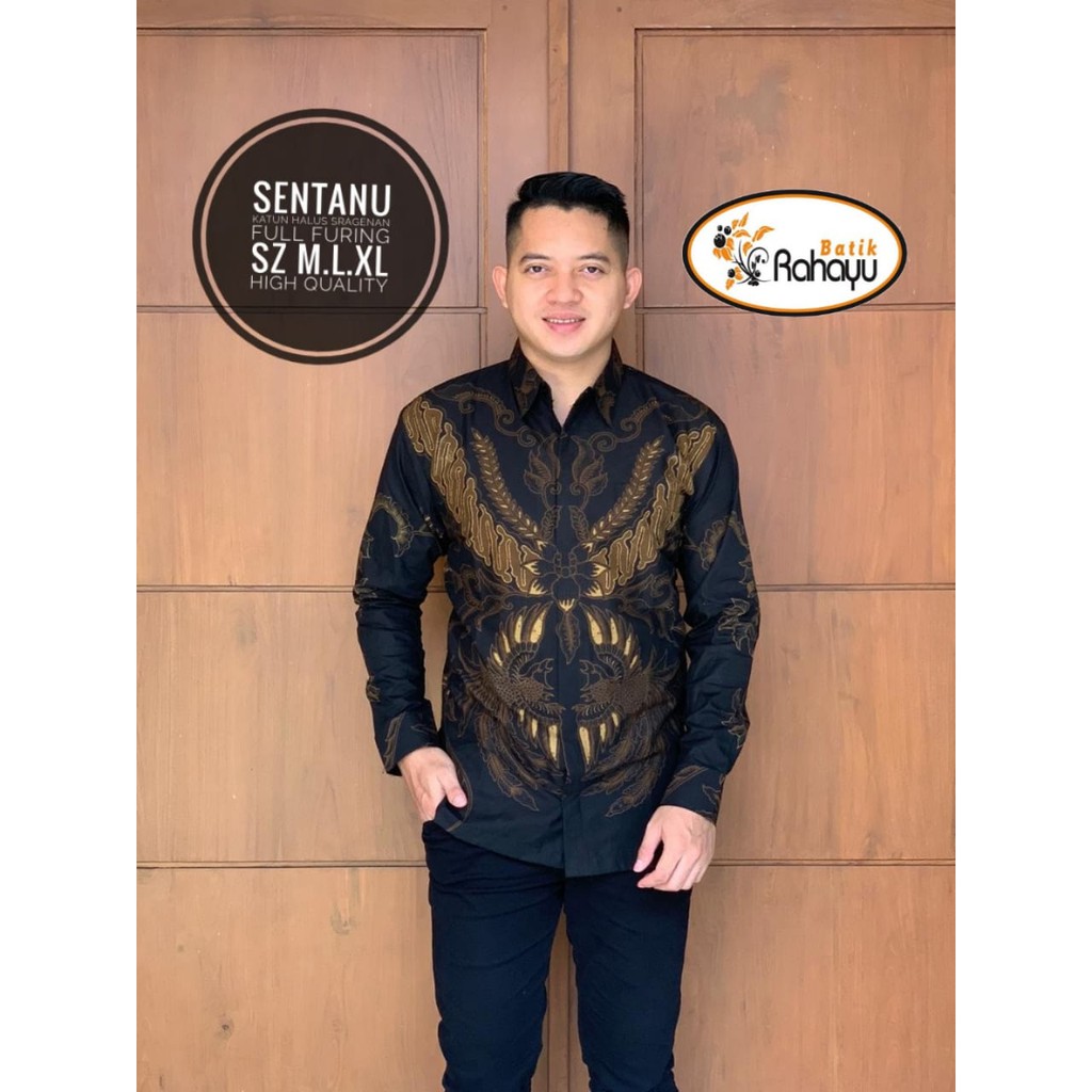 SENTANU RAHAYU KEMEJA BAJU BATIK PRIA SOLO LENGAN PANJANG FULL FURING KATUN HALUS Kamulyan ANGSA KUNING BUNG ABU SEJIWO SEGORO PARANG SELING IBRAHIM ADINATA COKLAT DAMAR LANGIT PAKIS AJI TRUNTUM SOGAN BYANTARA TIGA DARA NAGA MERAH MACAN KUNING KALAWANGSA