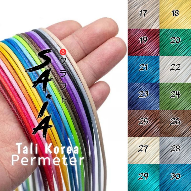 Tali korea 1mm 1,5 mm 2mm buat kerajinan gelang kalung wax cord waterproof 1.5mm #16-30 | SAIA CRAFT