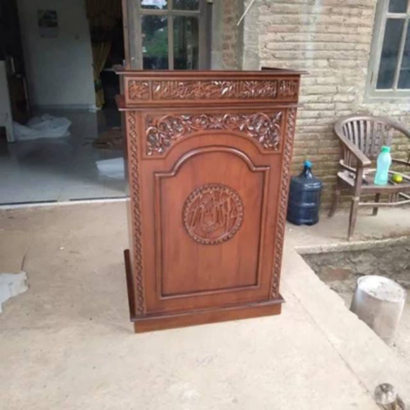 Mimbar mesjid kayu jati grade A berkualitas free ongkos kirim