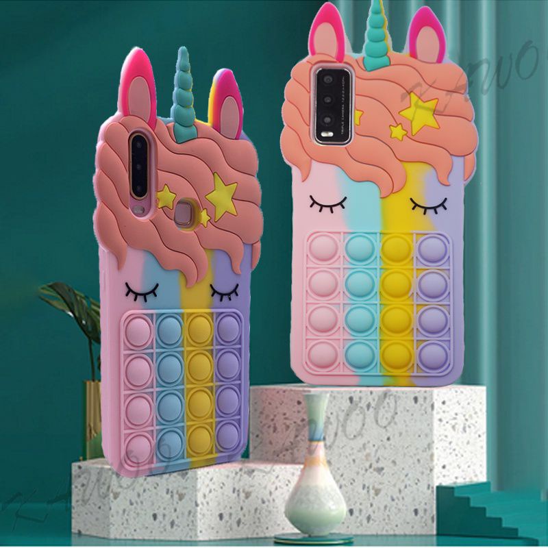 Pop it Unicorn Case Vivo Y12 Y12S Y15 Y15S Y17 Y20 Y20S Y91 Y91C Y93 Y95 Silikon pop it Terbaru