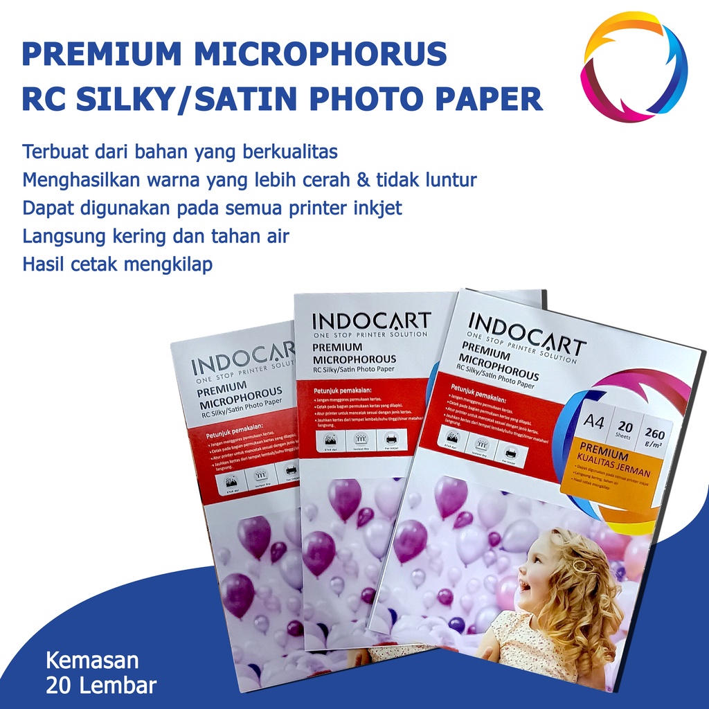 IndoCart Kertas Foto-Microporous RC Silky Satin Photo Paper-260g-A4-20