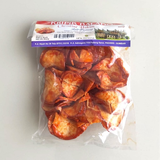 

Keripik Balado Bulat 500gr Christine Hakim Asli Padang