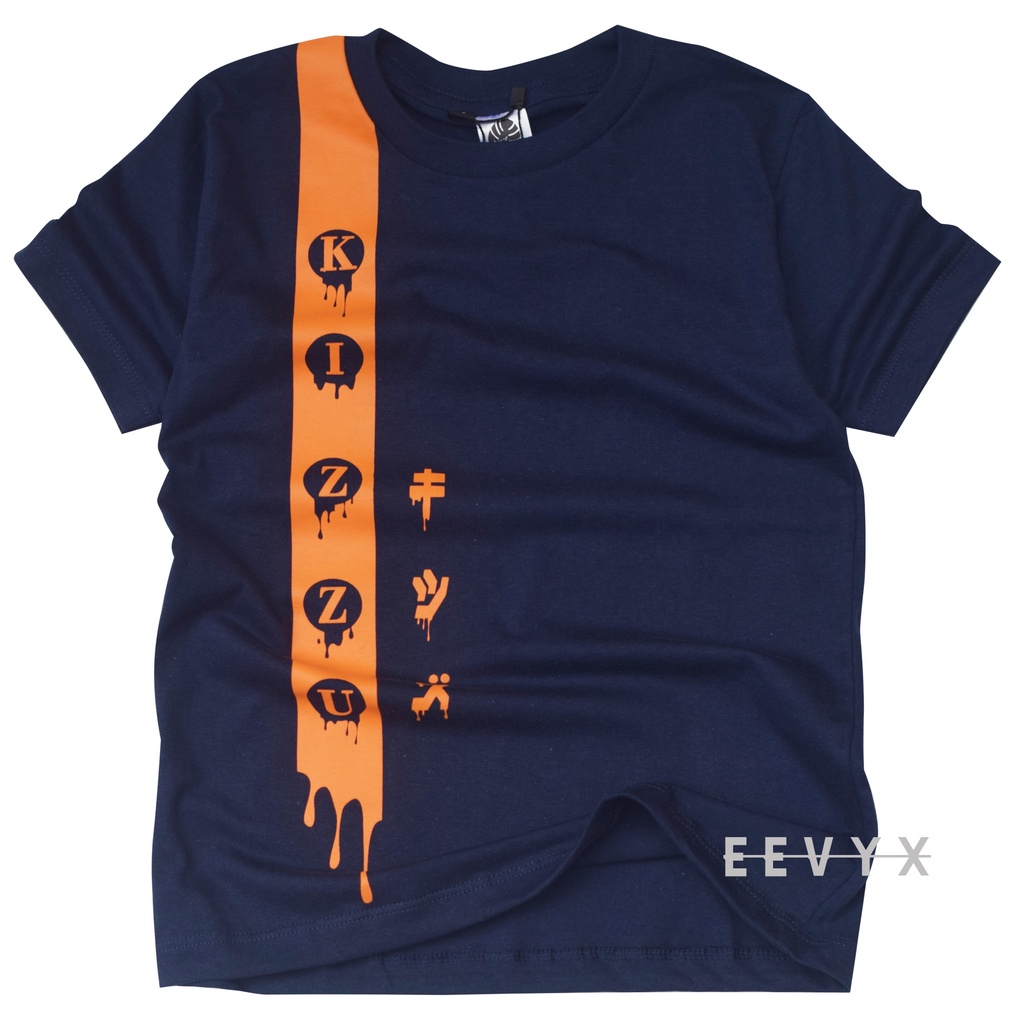 Kizzu Baju Kaos Distro Anak Laki Laki Umur 1-12 Tahun Bahan Cotton - Font Navy - Eevyx Store