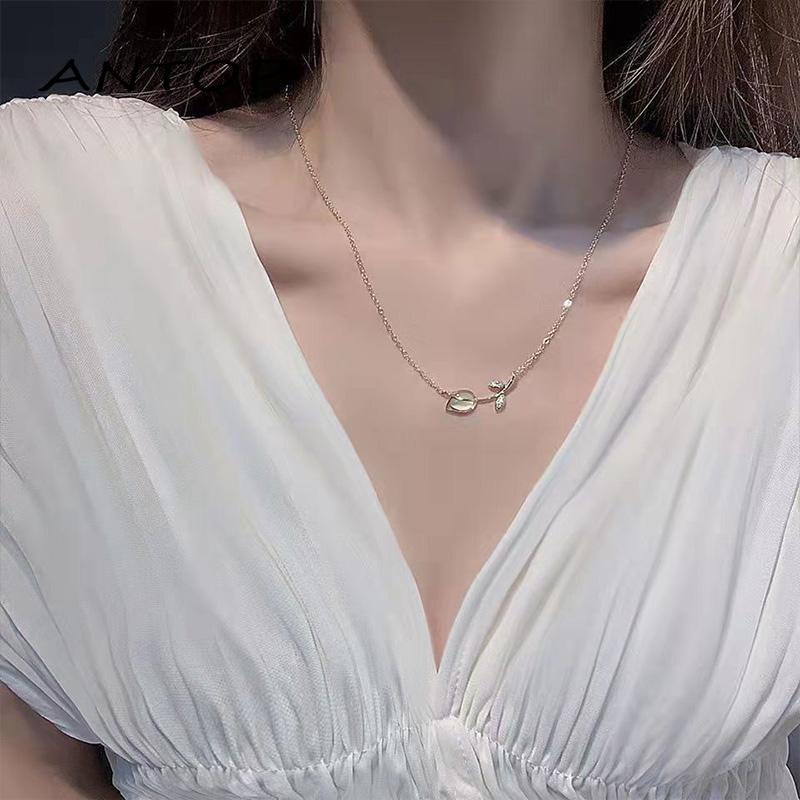 Kalung Rantai Klavikula Desain Bunga Tulip Untuk Wanita