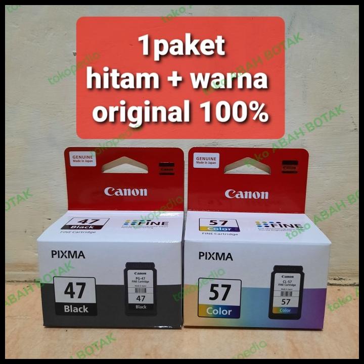 Tinta Printer Original Canon Pixma Pg-47 Black Cl-57 Colour E400 E410