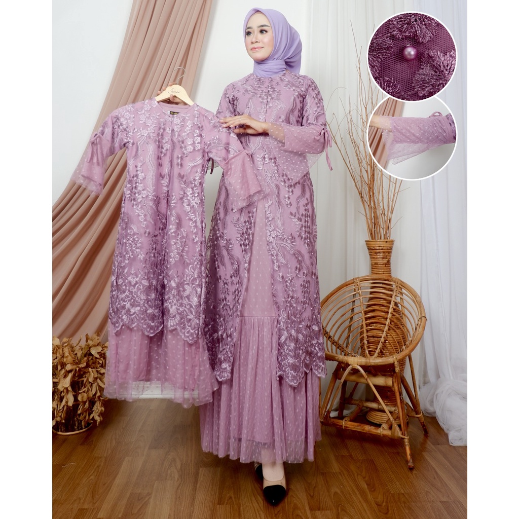 Sierra -  GAMIS TILLE GLITER EVIOLA COUPLEAN IBU DAN ANAK GAMIS MODERN DRESS MEWAH ONE SET GAMIS LEBARAN GAMIS KEKINIAN SET BAJU COUPLE IBU DAN ANAK GAMIS LEBARAN GAMIS KONDANGAN BAJU SERAGAM OUT FIT ANAK FASHION MUSLIM