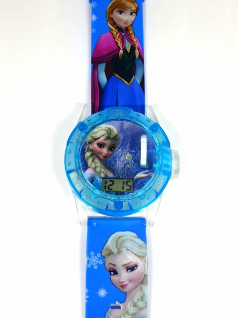 Jam Tangan Anak Melody Laser Proyektor Digital Frozen