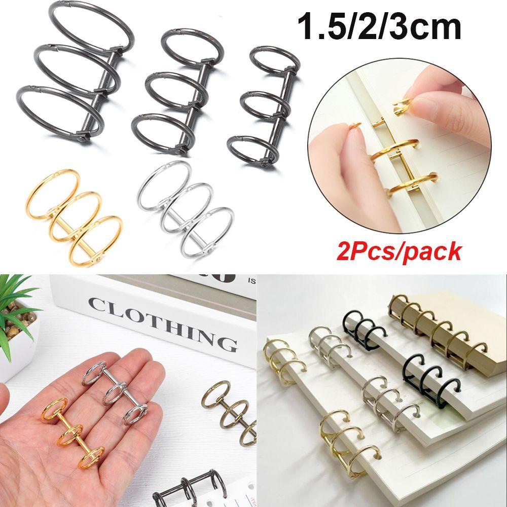 Top 2pcs/set Cincin Spiral Universal 3lubang File Folder Alat Tulis Loose Leaf Ring