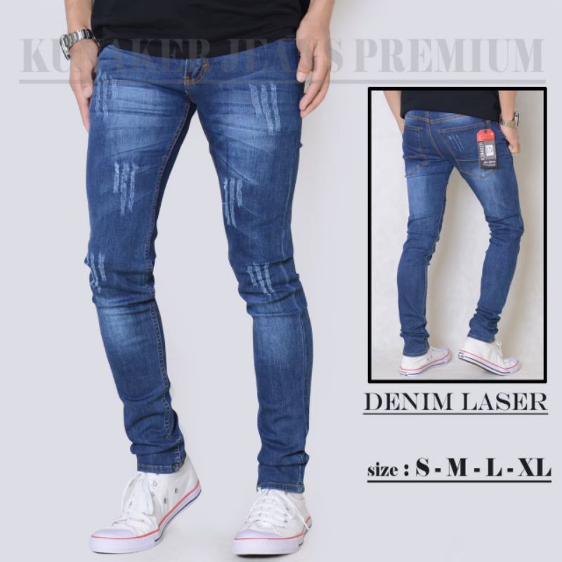 Celana Panjang Jeans Pria Biker Sobek Ripped Original Kunaker