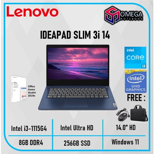 LENOVO IDEAPAD SLIM 3i 14 Intel I3 1115G4 8GB 256SSD W11+OHS 14.0&quot; HD