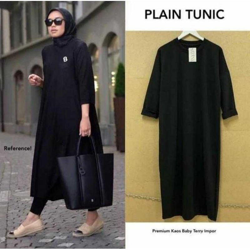 TUNIK PLAIN XXL Army Hitam Maroon Mustard Atasan muslimah lengan panjang basic polos long murah
