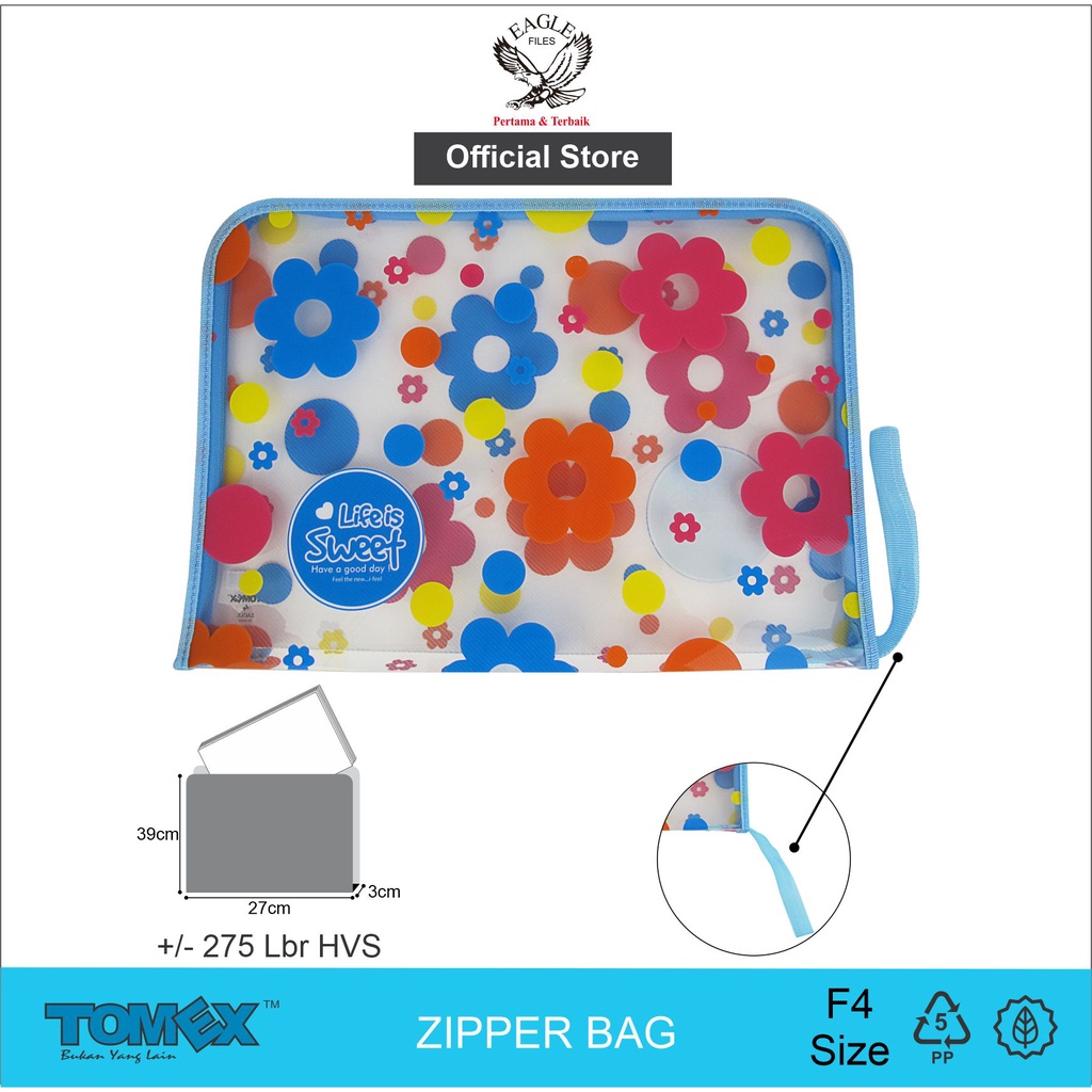 

TOMEX Zipper Bag Map Zipper Folio Map Plastik Resleting Motif Life is Sweet
