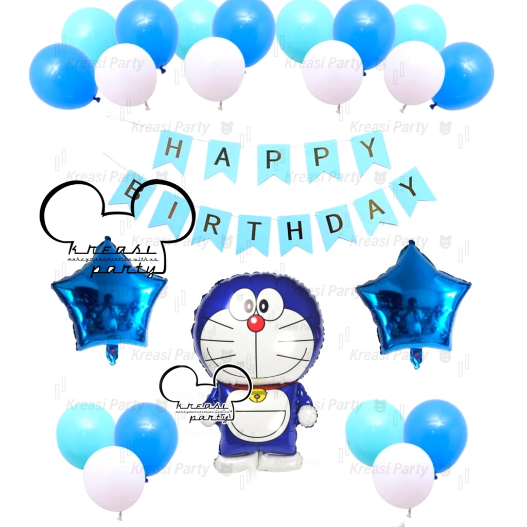 Paket Dekor Ultah Tema Doraemon #1 / Paket Set Balon Dekorasi Ultah