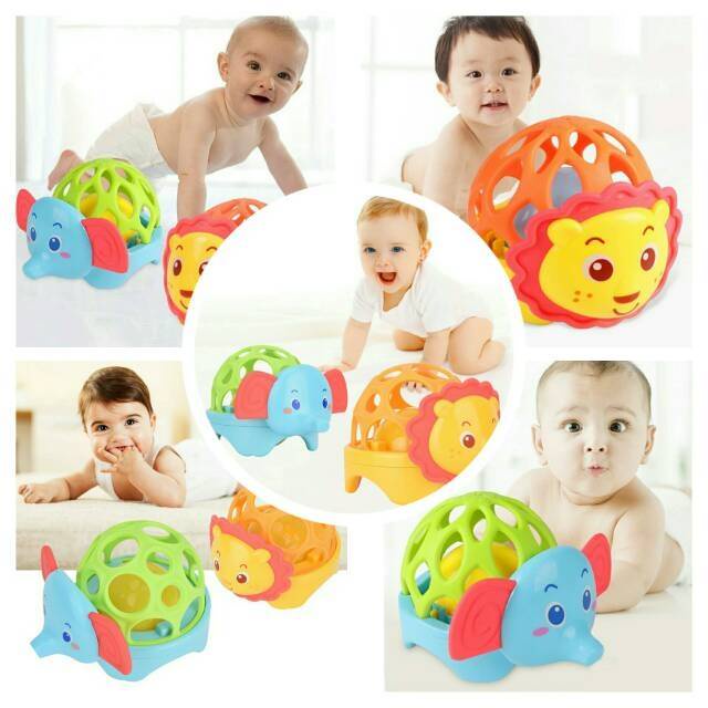 [BIG SALE] Mainan bayi bola rattle/teether/kerincingan/bentuk animal Singa dan gajah lucu