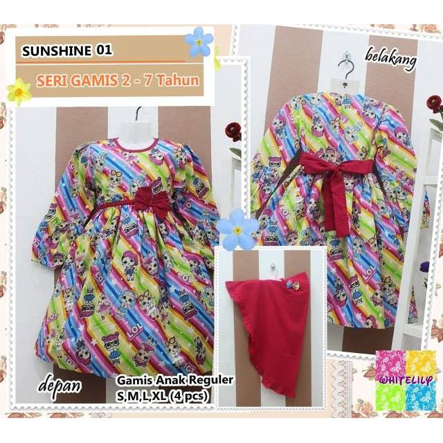 [ Sunshine - 01 ] Setelan Gamis Katun Anak Whitelily 2~7 tahun