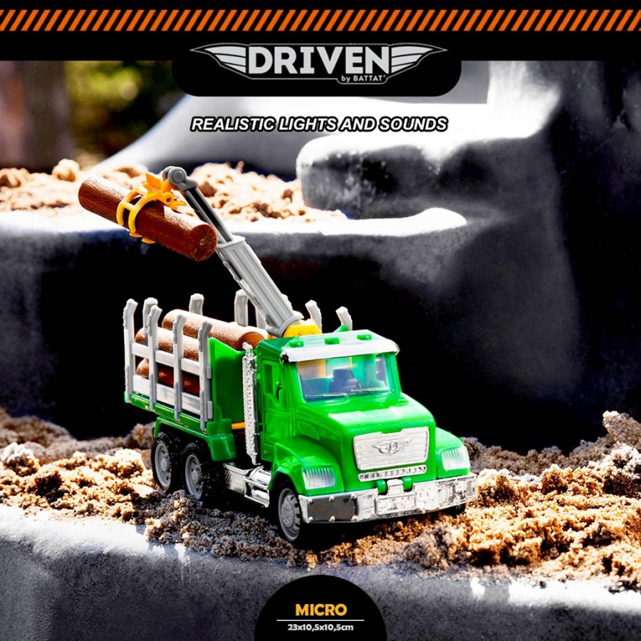 DRIVEN BY BATTAT Micro Series Micro Truck Logging Mainan Anak Diecast