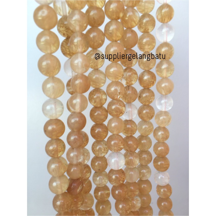 natural batu CITRINE kuning 10mm kristal yellow citrin media kesehatan aksesoris pernak pernik sehat