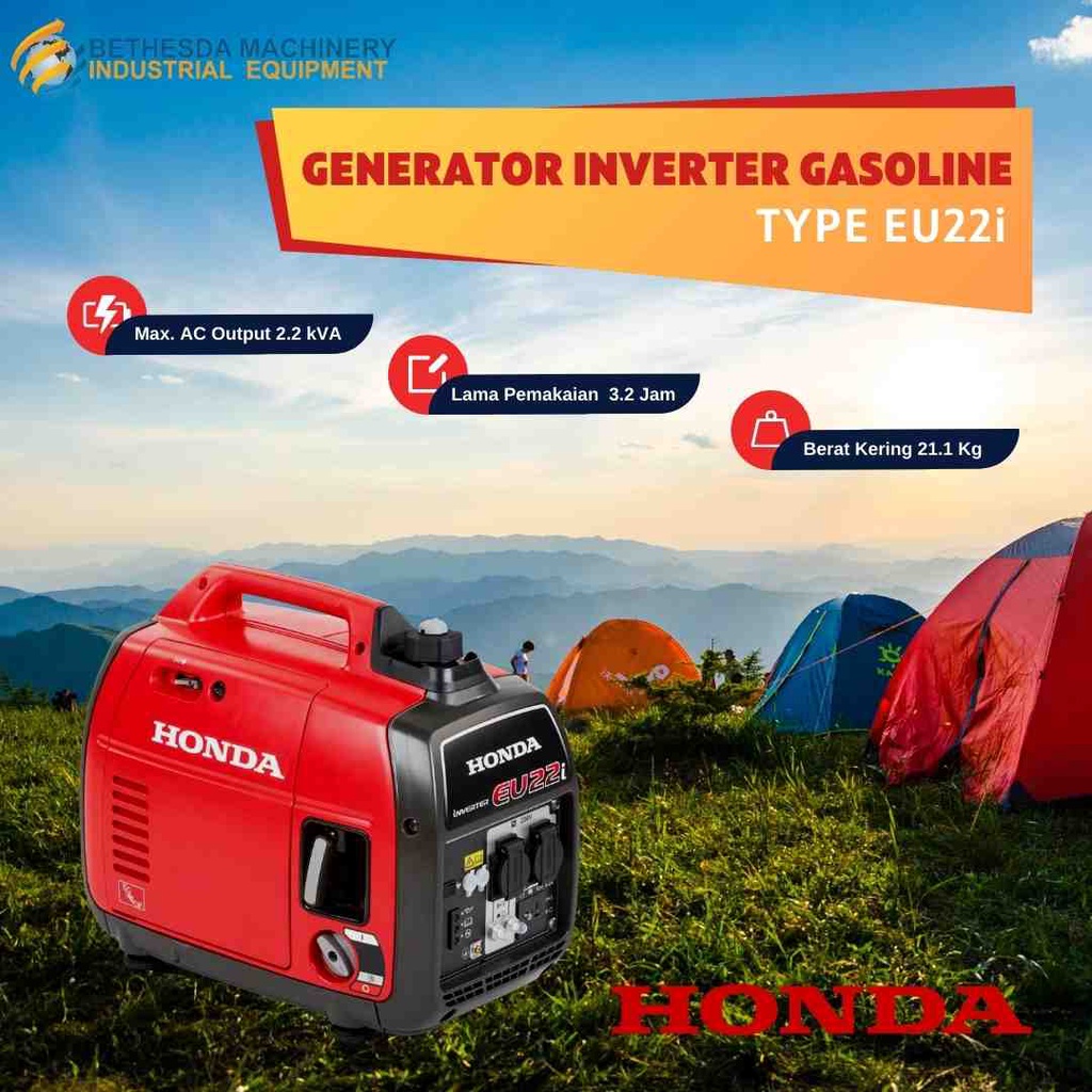 Genset Mini Portable Honda EU22i Generator Set Inverter 1700W Bensin