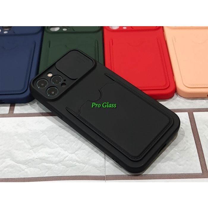 C128 Iphone 12 / 12 Pro / 12 Pro Max / 12 Mini Silicone Card Holder Case + Lens Cover