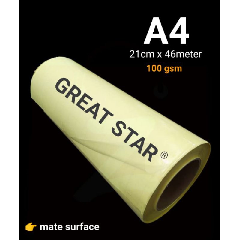 

COLD LAMINATION/LAMINASI DINGIN A4+ roll 100 gsm 50m (DAUN KUNING)