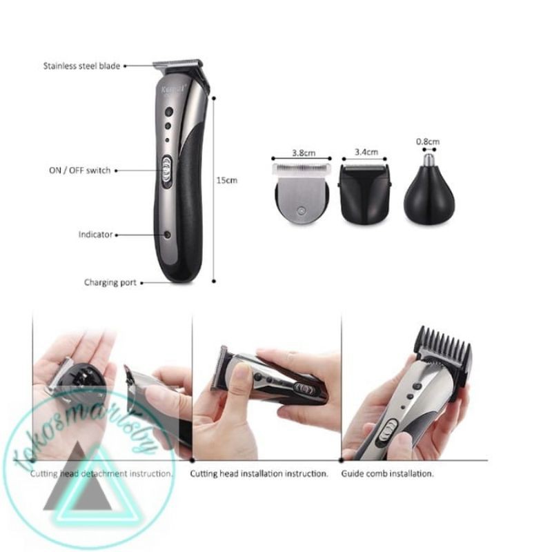 Alat Cukur Rambut Elektrik - Professional Hair Clipper 3in1 Kemei KM 1407 untuk potong rambut, kumis