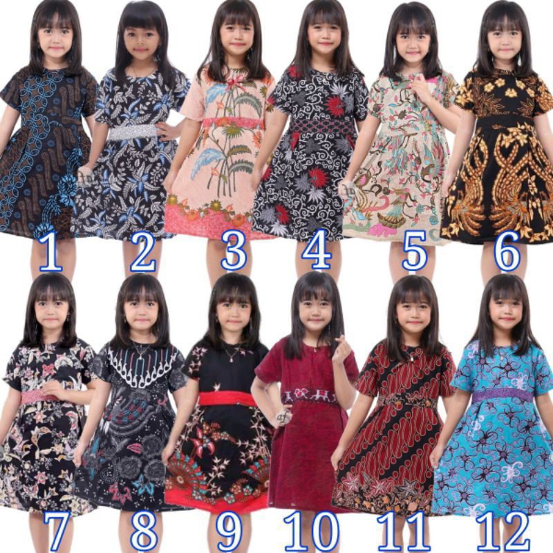 Dress batik Anak usia 2 sampai 10 Tahun - Motif batik bervariasi - batik Anak Harga