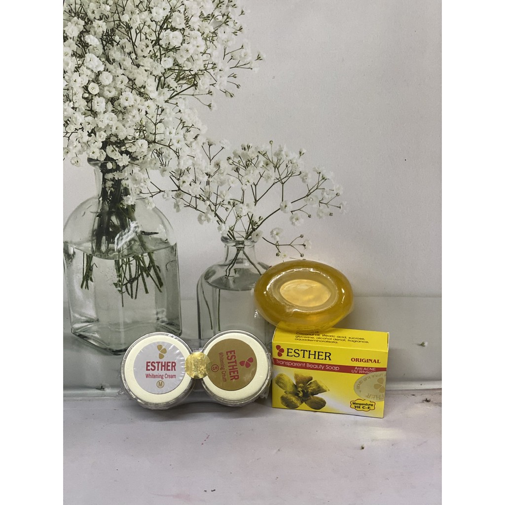 (PAKET)CREAM ESTHER GOLD KACA SM+SABUN