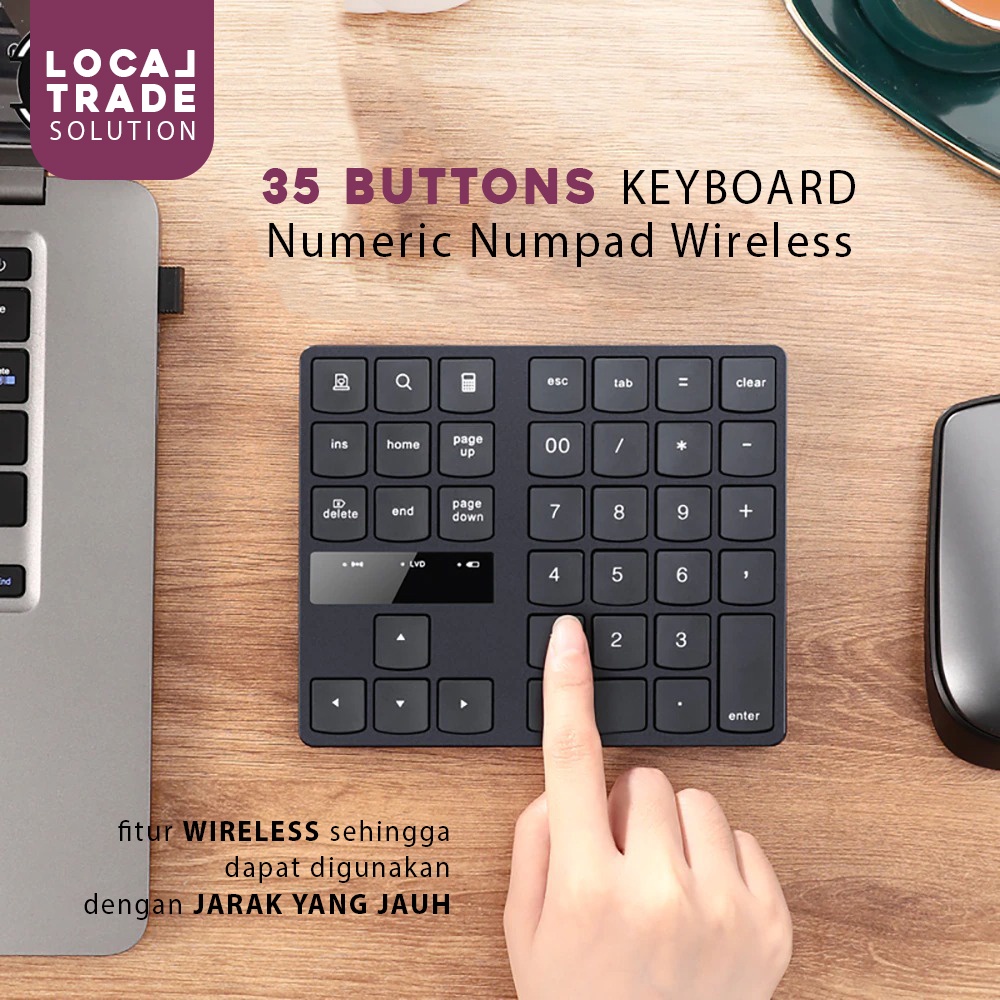 35 Buttons Keyboard Angka Numeric Numpad Wireless Keypad Numbering Multimedia 2.4ghz 35 Buttons