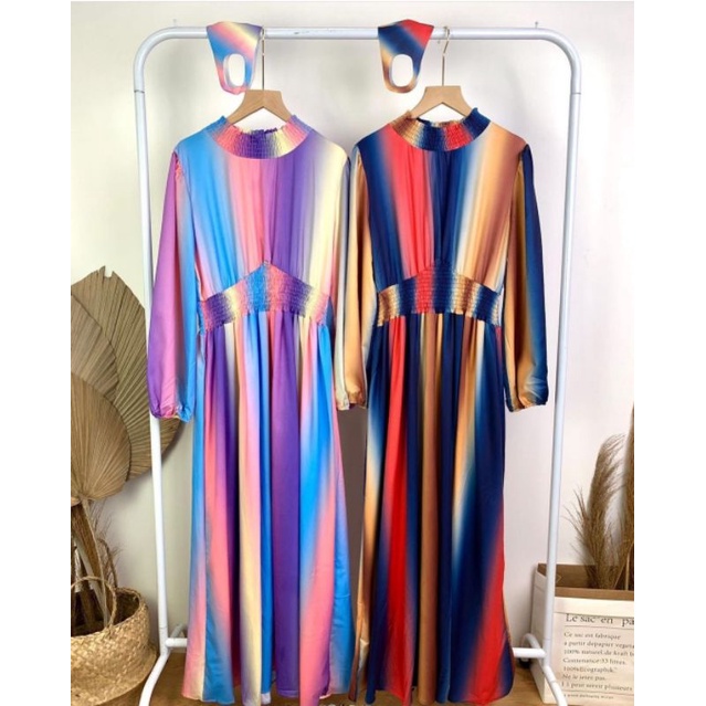 gamis pelangi import bangkok ORI JRY/gamis wanita/dress pelangi