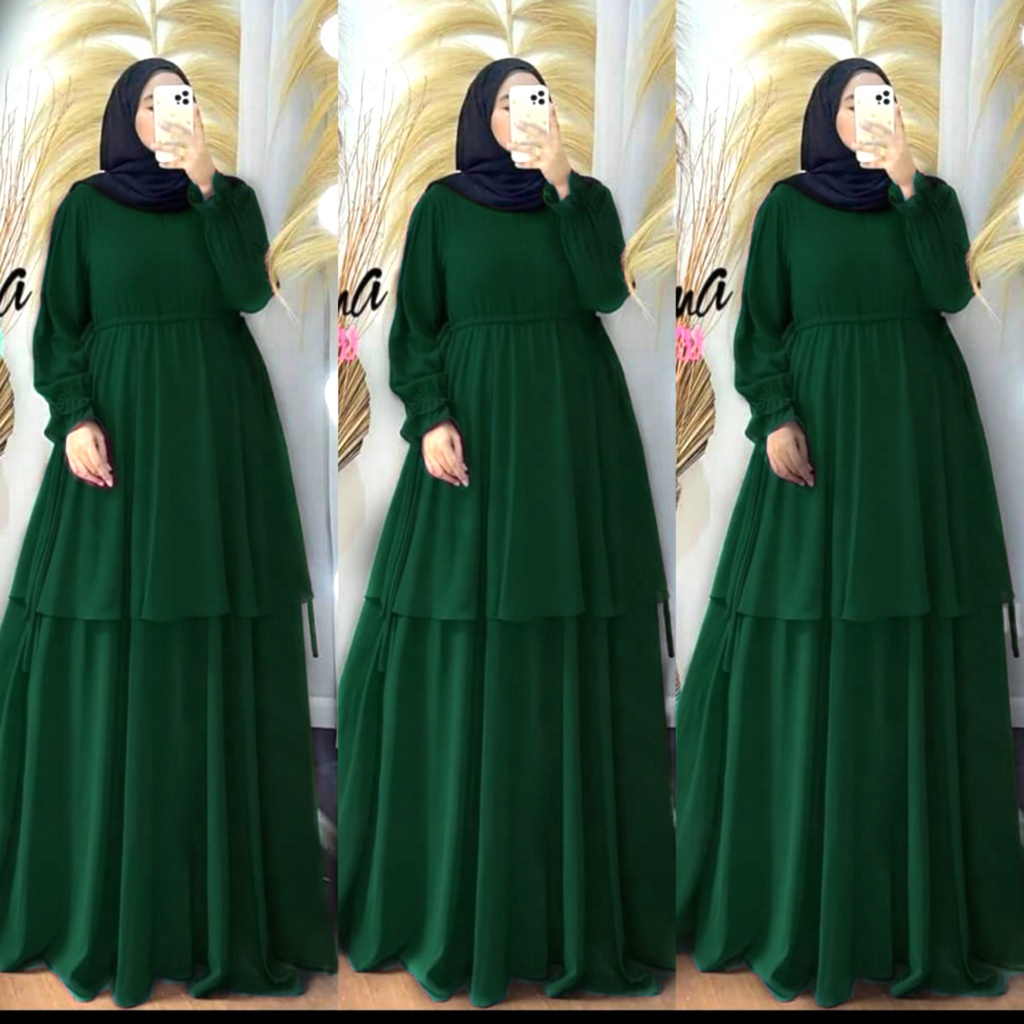 serena maxi gamis malasya ceruty bebydoll/gamis ceruty bebydoll susun/ gamis ceruty bebydoll terbaru