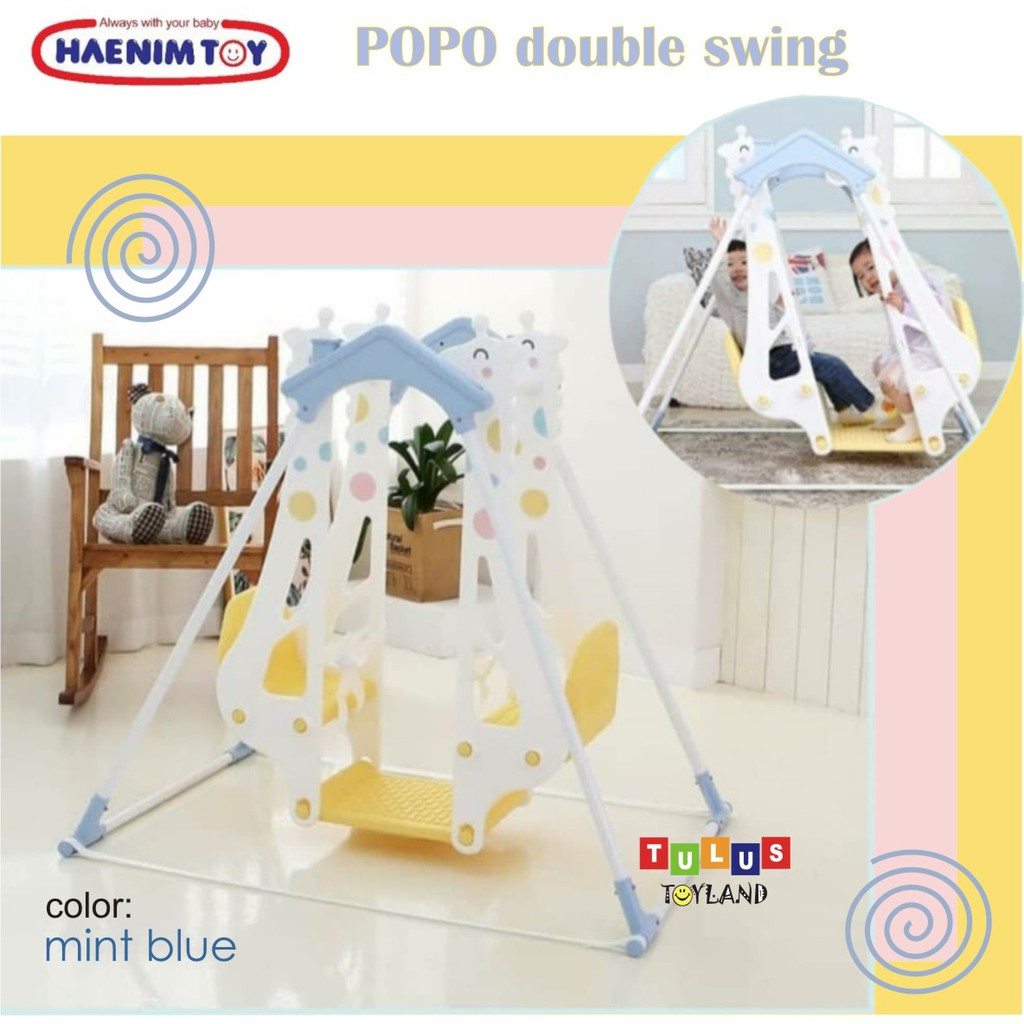 Ayunan Anak Popo Double Swing Mainan Ayunan Besi Kursi Kembar Giraffe model Jerapah Single Swing